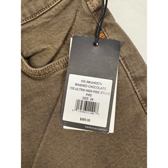 NWT! Re/Done Size 24 Washed Chocolate Ultra High Rise Stove Pipe Jeans On Trend - Picture 3 of 7